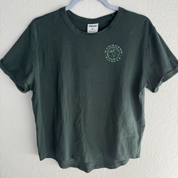 Gymshark Legacy Crop Top Dark Green Extra Small Gym Graphic Tee - Picture 1 of 7